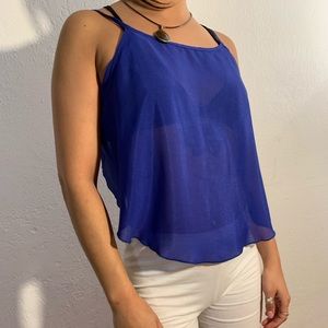 Blue shear tank top